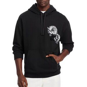 Hugo Boss Men's Long Sleeve HUGO Dirose Hoodie Logo Graphic Pullover Black